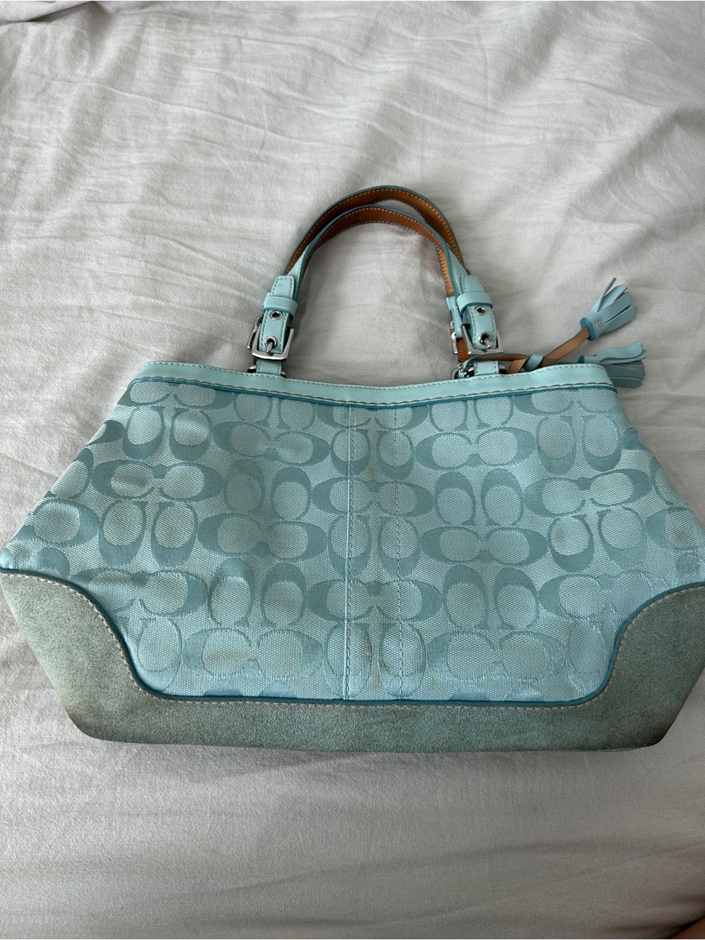 Coach Light Blue Signature Logo Satchel